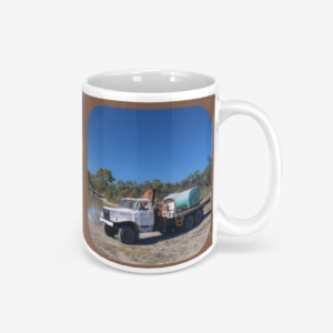 Dams & Trucks White Ceramic Mug 330ml